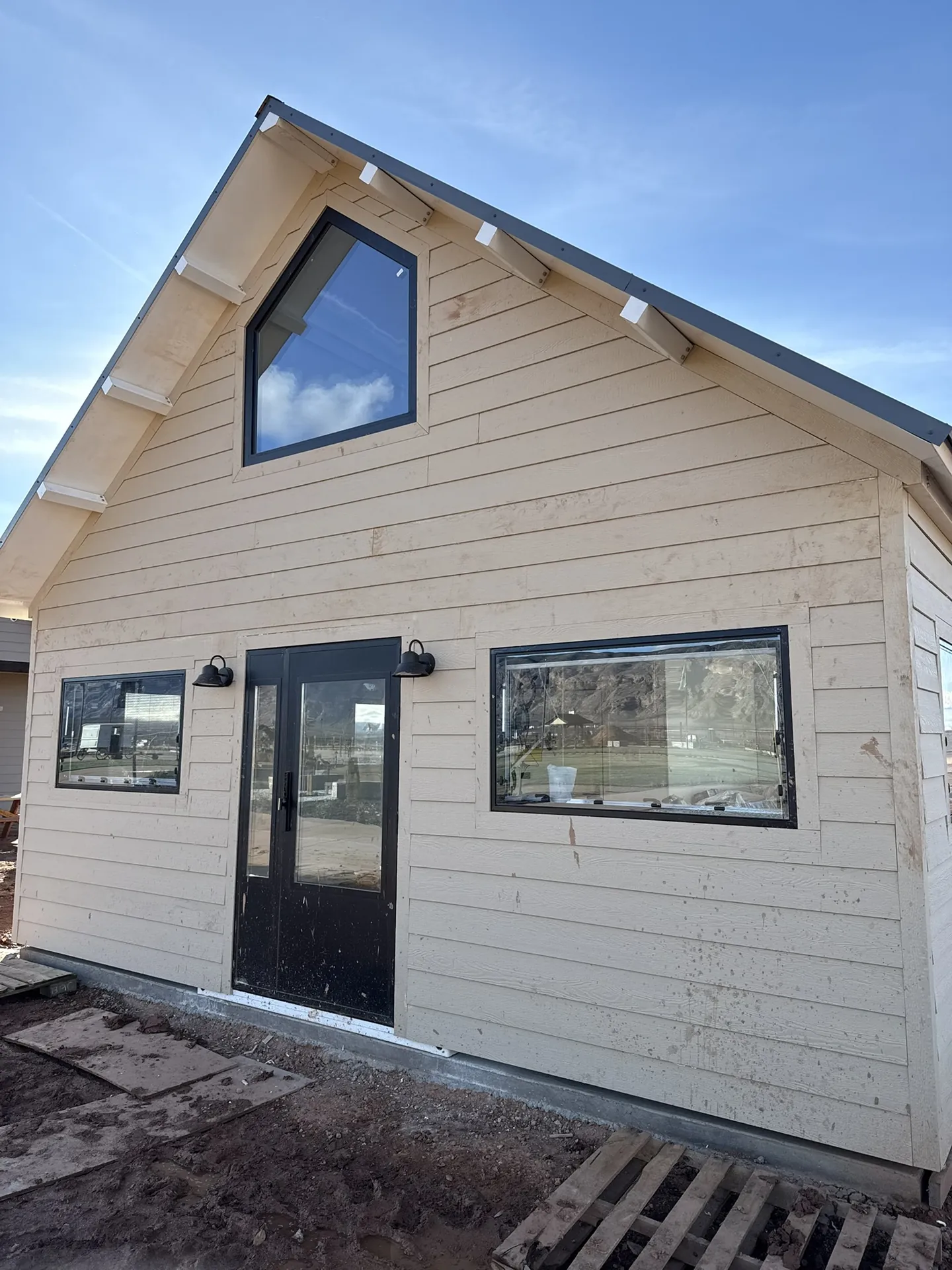 Completed Boxabl siding front face — Viking Solutions Liberty Village Hurricane Utah community store