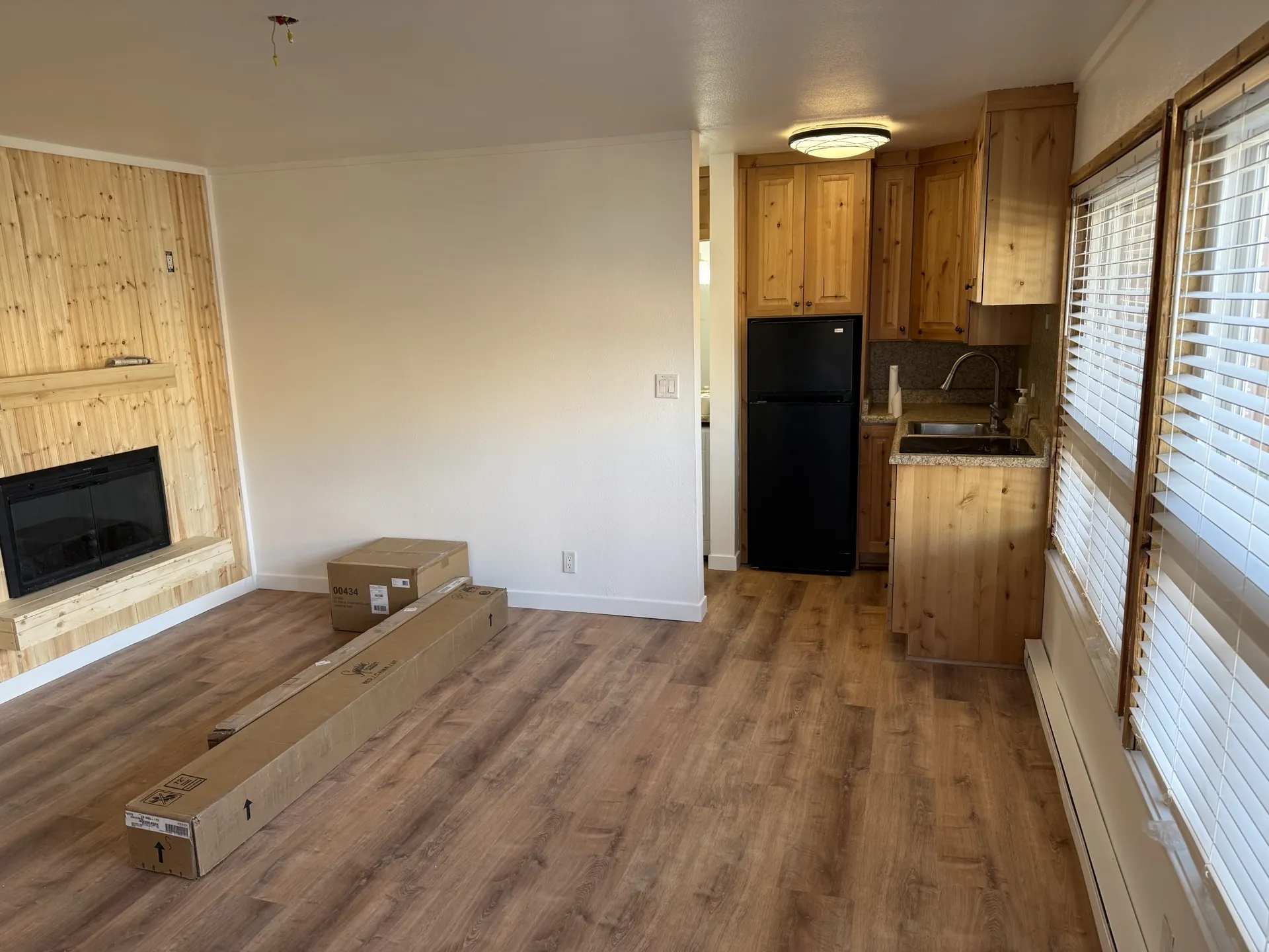 Brian Head studio before — kitchen area showing original condition